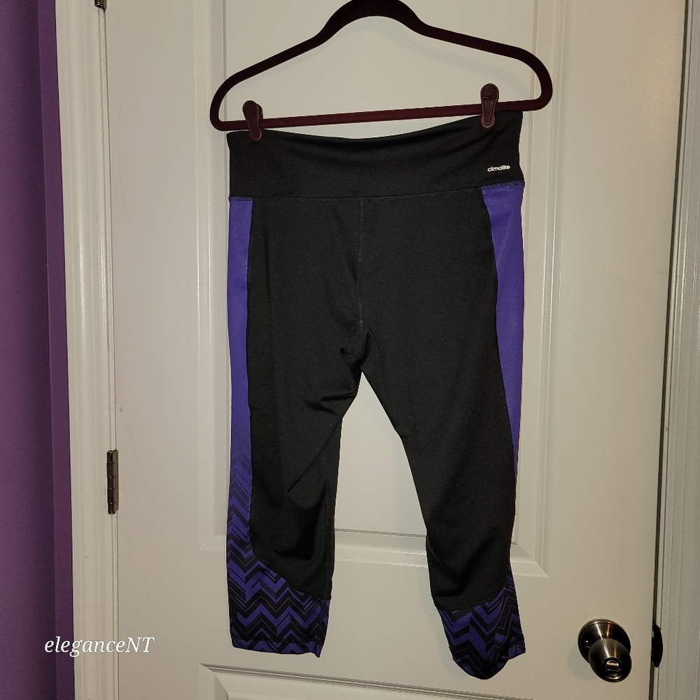 Adidas Black/Purple Climate Capri performance pants sz: XL NWT - Picture 3 of 7